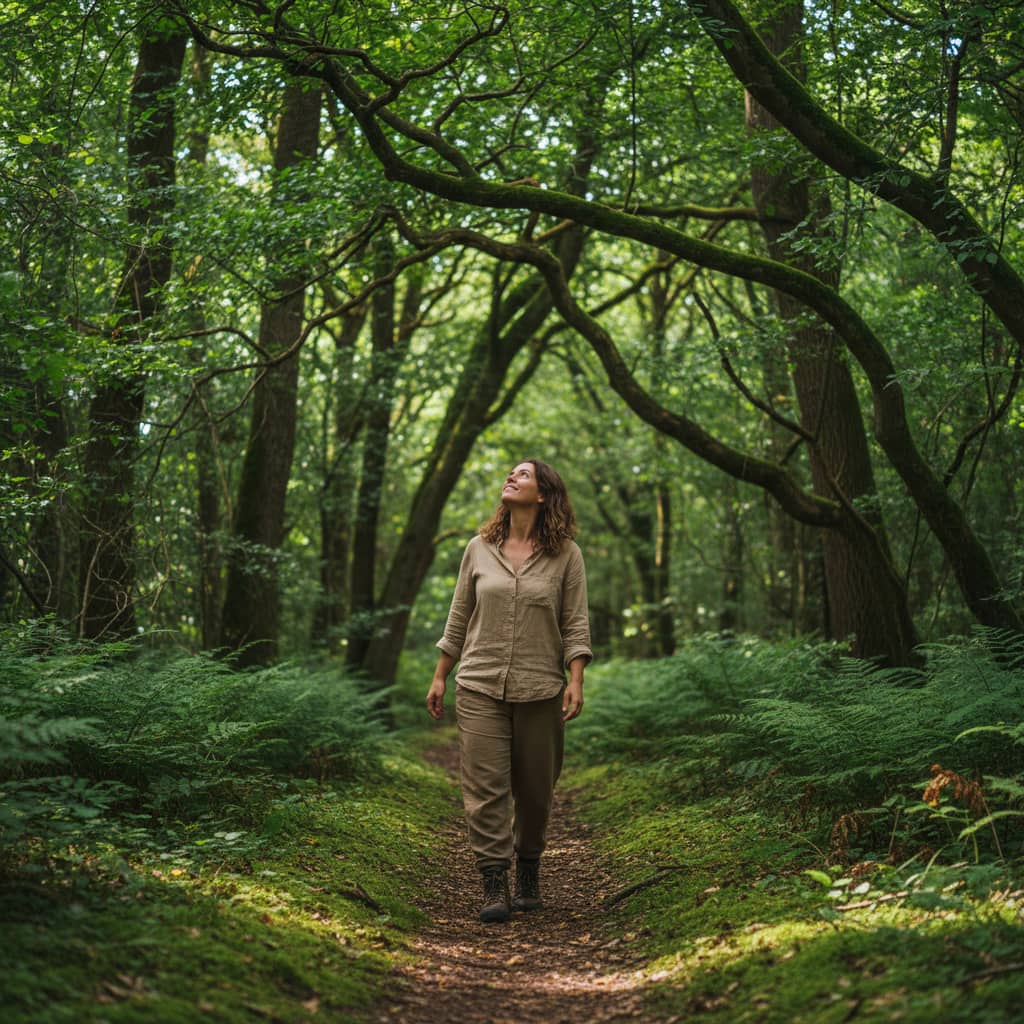 Promenade dans la nature pendant une digital detox de 7 jours