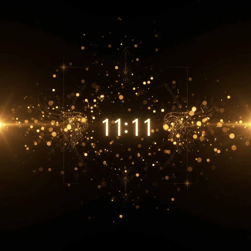 Horloge numérique affichant 11h11, heure miroir symbolique dans un cadre lumineux