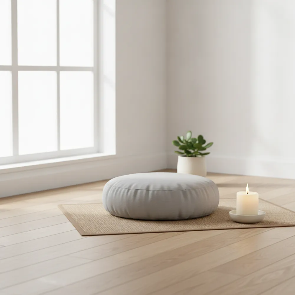 Coussin de méditation et ambiance apaisante pour débuter
